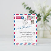 Die Luftpost der Welt Save the Date Ankündigungspostkarte (Stehend Vorderseite)