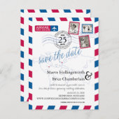 Die Luftpost der Welt Save the Date Ankündigungspostkarte (Vorne/Hinten)