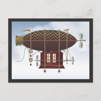 Die Luftschiff Petite Rouge Steampunk-Flugmaschine Postkarte