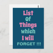 Die lustige Erinnerung für vergessene Menschen Postkarte (Vorne/Hinten)