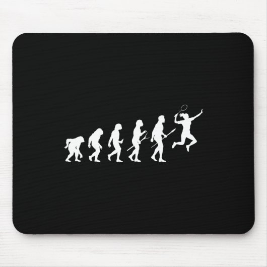 Die lustige Evolution eines Dminton-Spielers Fraue Mousepad (Vorne)