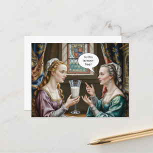 Die lustige Frau Frage, ist diese Laktose-frei? Postkarte