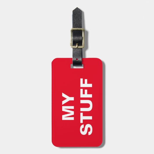 Die lustige Gepäckmarke mit "My Stuff" darauf Gepäckanhänger (Vorderseite vertikal)