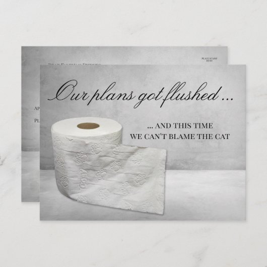 Die lustige Katze ändert das Datum Hochzeit Postpo Ankündigungspostkarte (Vorne/Hinten)