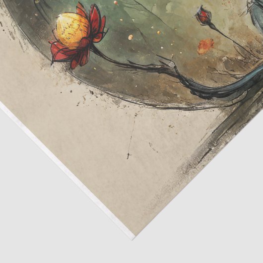 Die lustige Katze mit Hut - Decoupage - Seidenpapier (Detail)