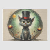 Die lustige Katze mit Hut - Decoupage - Seidenpapier (Vorderseite)