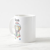 Die lustige Niedliche Gummiballmaschine, Name der Kaffeetasse (Vorderseite Links)