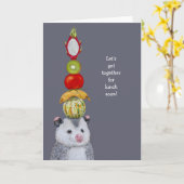 Die lustige Opossum-Karte lädt einen Freund zum Mi Karte (Gelbe Blume)