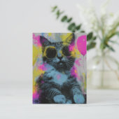Die lustige Partykatze Postkarte (Stehend Vorderseite)