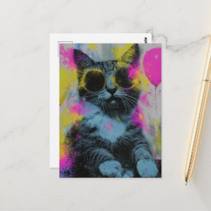 Die lustige Partykatze Postkarte