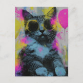 Die lustige Partykatze Postkarte (Vorderseite)