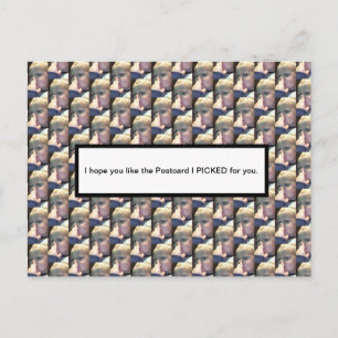 Die lustige Postkarte eines Jungen, der seine Nase