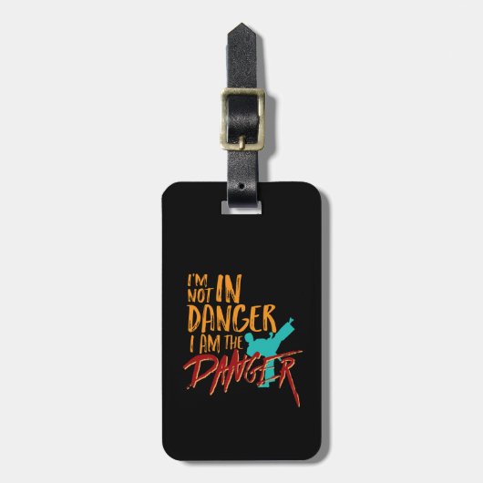 Die lustige schwarze Gürtel Kampfkunst Ich bin die Gepäckanhänger (Vorderseite vertikal)