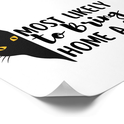 Die lustige schwarze Katze bringt höchstwahrschein Poster (Ecke)