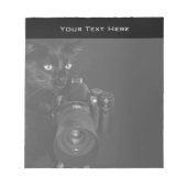 Die lustige schwarze Katze mit Kamera Notizblock (Vorderseite)