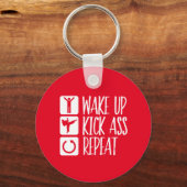 Die lustige Schwarzgürtel-Kampfkünste Weckte Kick Schlüsselanhänger (Vorderseite)