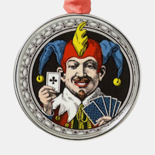Die lustige Spielkartegraphik des Jokers Ornament Aus Metall