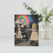 Die lustige surreale Fischfamilie Postkarte (Stehend Vorderseite)