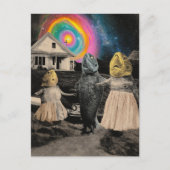 Die lustige surreale Fischfamilie Postkarte (Vorderseite)