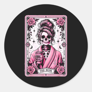 Die lustige Tarotkarte der Mutter Frau Skelett Mut Runder Aufkleber