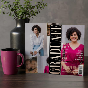 Die lustige Trend-Magazin-Cover-Abschlussfeier Folieneinladung