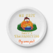 Die lustige Türkei erkennt, dass es Erntedank ist! Pappteller (Vorderseite)