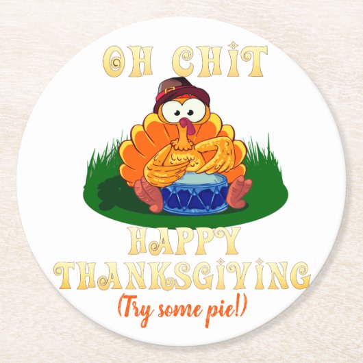Die lustige Türkei erkennt, dass es Erntedank ist! Runder Pappuntersetzer (Vorderseite)