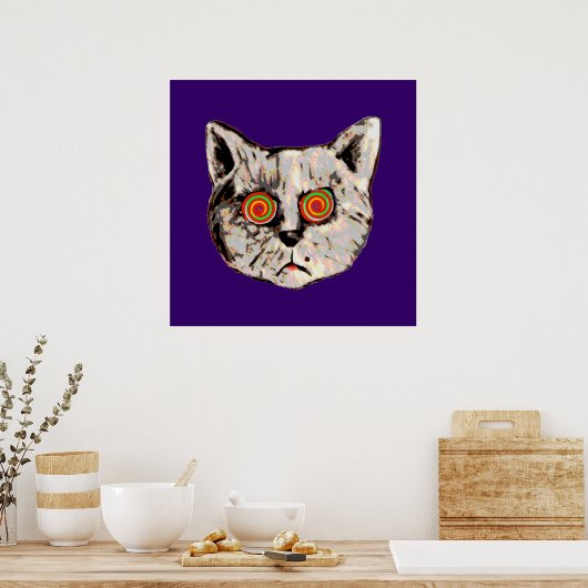Die lustige verrückte Katze Poster (Küche)