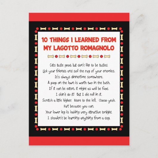 Die lustigen Dinge, die ich von meinem Lagotto Rom Postkarte (Vorderseite)