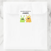 Die lustigen Monster Buchzeichen buchen Kinderstic Quadratischer Aufkleber (Tasche)