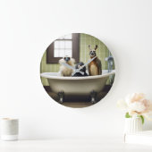 Die lustigen Tiere im Bad Große Wanduhr (Zuhause)