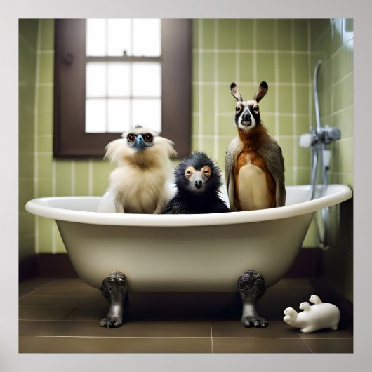 Die lustigen Tiere im Bad Poster (Vorne)