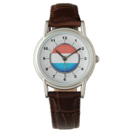 Die luxemburgische Fahne Brown Leather Watch Armbanduhr