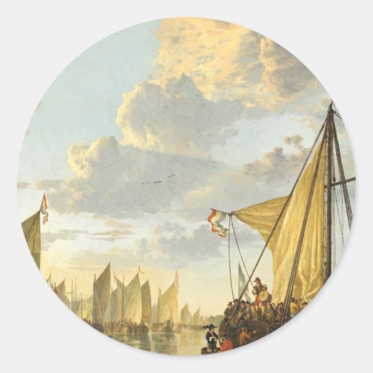 Die Maas in Dordrecht Runder Aufkleber (Vorderseite)