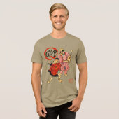 Die Maccaronin-Scroll-Krieger II Tri-Blend Shirt (Vorderseite voll)