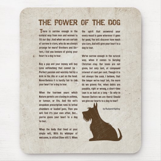 Die Macht des Hundes Gedicht - Rudyard Kipling Mousepad (Vorne)