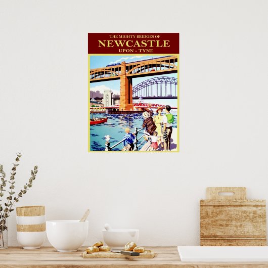 Die mächtigen Brücken von Newcastle, On-Tune, Vint Poster (Küche)