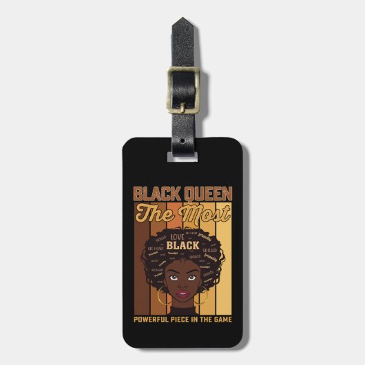 Die mächtigste Melanin Black Girl Gepäckanhänger (Vorderseite vertikal)