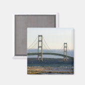 Die Mackinac-Brücke, die über die Straße von 4 Magnet (Vorderseite/Rückseite)