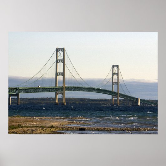 Die Mackinac-Brücke, die über die Straße von 4 Poster (Vorne)