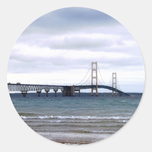 Die Mackinac-Brücke Runder Aufkleber (Vorderseite)