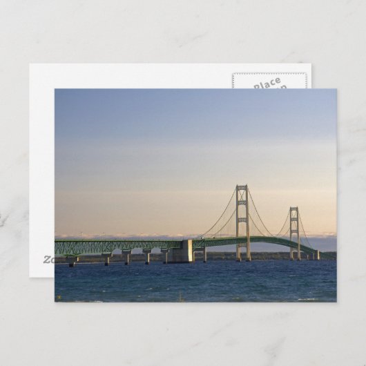 Die Mackinac-Brücke über die Straße 3 Postkarte (Vorne/Hinten)