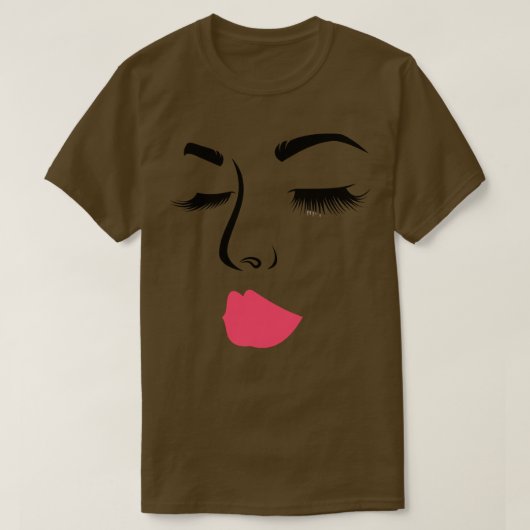 Die Mädchen im Gesicht sehen Rosa Lippen Augenbrau T-Shirt (Design vorne)