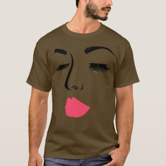 Die Mädchen im Gesicht sehen Rosa Lippen Augenbrau T-Shirt