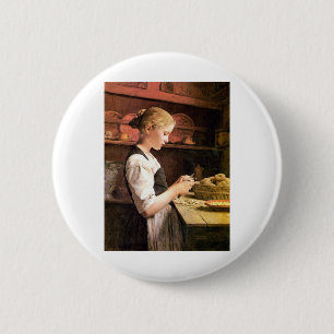 Die Mädchen Kleine Kartoffelschälerin, das Potat Button