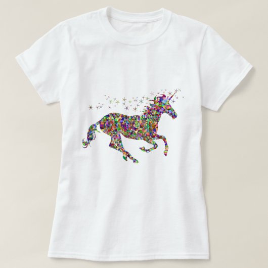 Die Mädchen-T - Shirt-bunter MosaikUnicorn der T-Shirt (Design vorne)