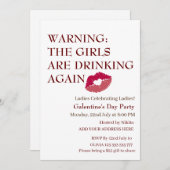 DIE MÄDCHEN TRINKEN WIEDER AM Galentinstag Einladung (Vorne/Hinten)