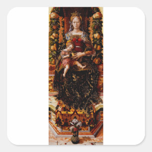 Die Madonna della Candeletta Carlo Crivelli Kunst Quadratischer Aufkleber