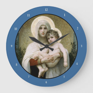 Die Madonna der Rose von Bouguereau (1903) Große Wanduhr