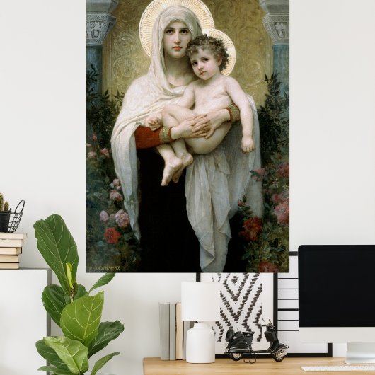 Die Madonna der Rose von Bouguereau (1903) Poster (Heimbüro)